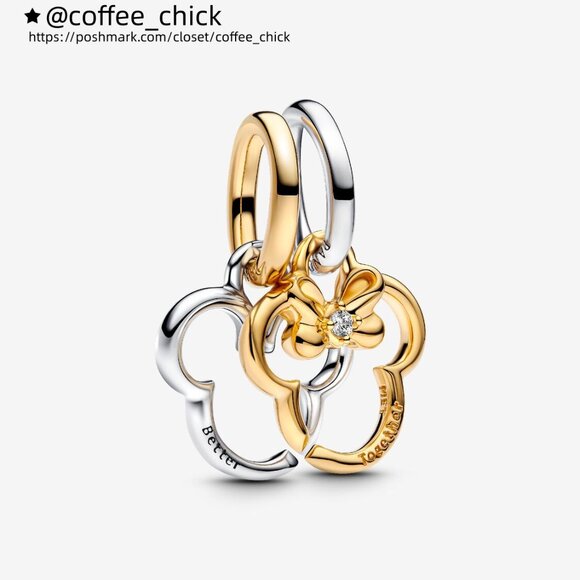 Pandora Disney Mickey Mouse & Minnie Mouse Splittable Dangle Charm - Picture 1 of 5